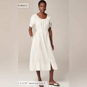 J.Crew NWT Button Up Midi Dress in Linen in Natural in XXS could fit Xsmall
